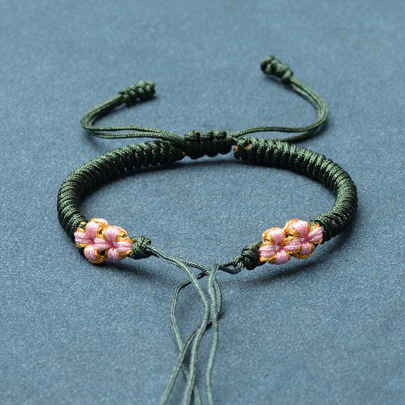 Ręcznie robiona tkana bransoletka z węzłem brzoskwiniowym na sznurku - DIY Szczęśliwy jadeitowy sznurek pleciony ręcznie w stylu chińskim