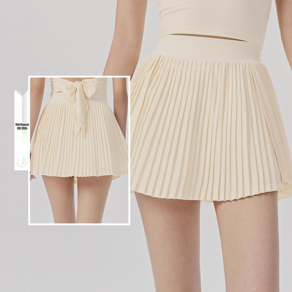 Women's Short Sleeve Yoga Suit & Pleated Tennis Skirt Set