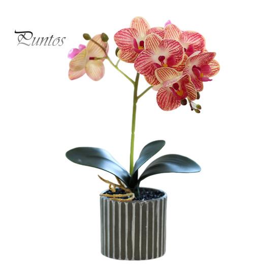 Artificial Potted Plant Faux Moth Orchid Bonsai Desktop Artificial Potted Phalaenopsis Flowers for Home Dining Table Office Desk Decoration
