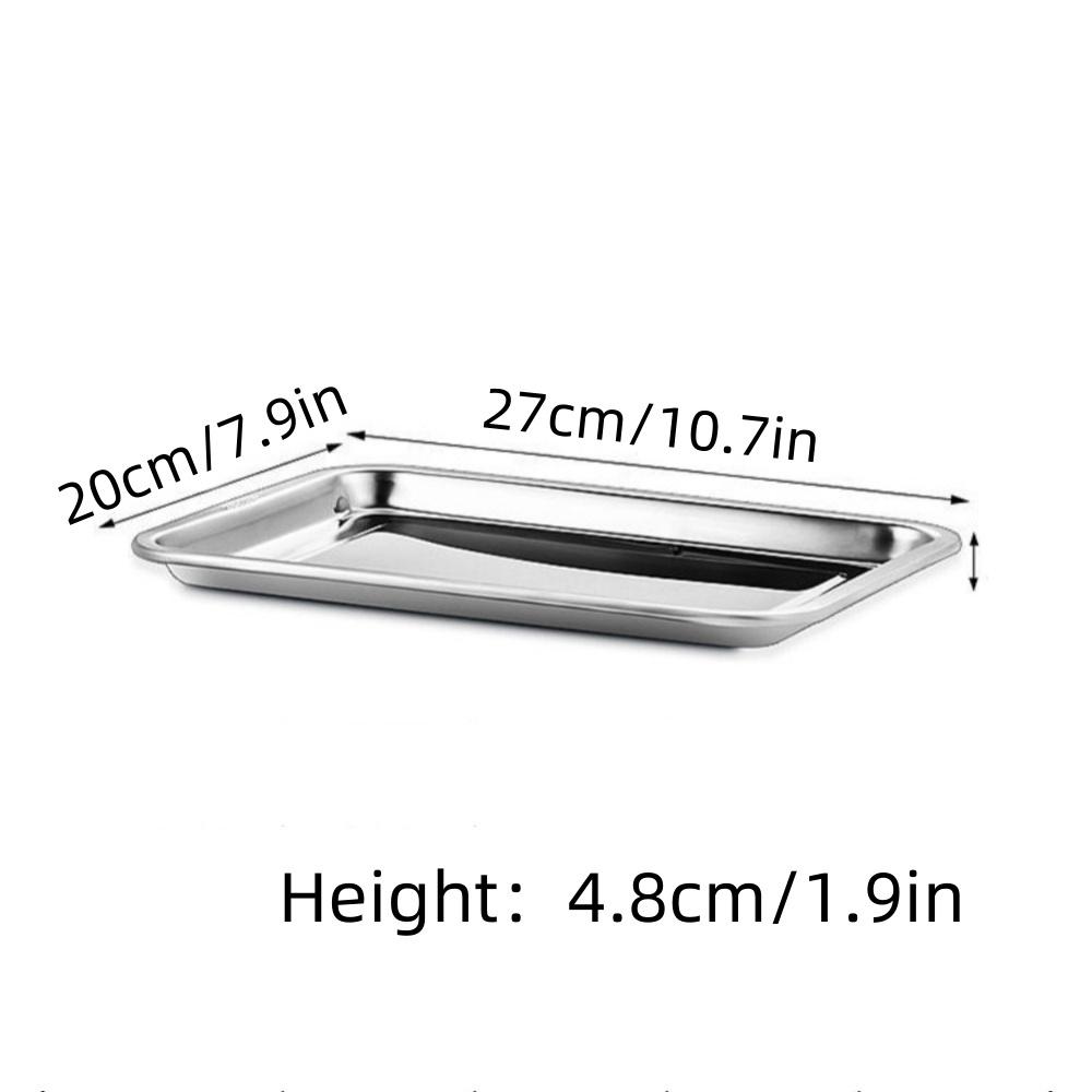 1pc Large square stainless steel plate, rectangular steaming rice plate, barbecue plate, commercial and household iron plate, di