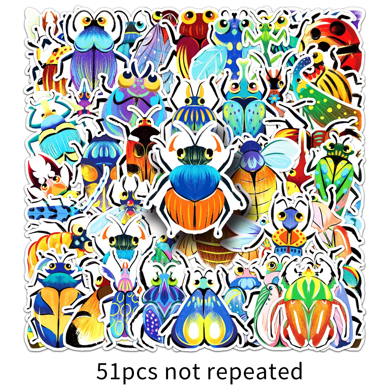 51 Colorful Cartoon Insect & Animal Stickers - Creative Waterproof Decoration for Planners