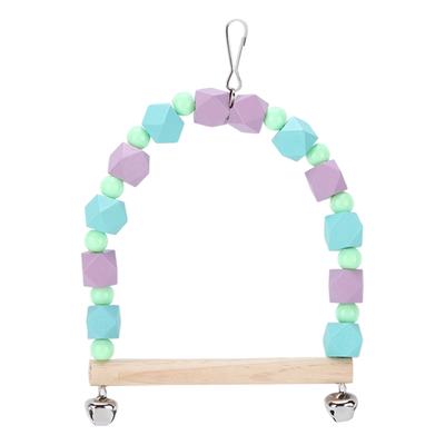 Parrot Colored Wooden Block Swing Natural Colorful Wooden Bird Swing for Small and Medium Parrots