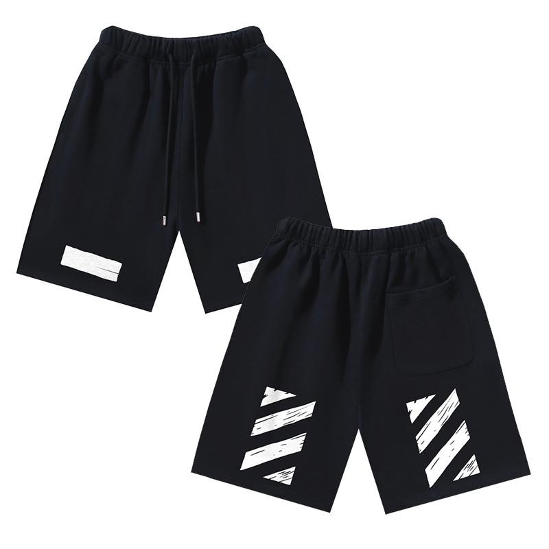 

1210 Off-White 2025 Spring/Summer New OW Graffiti Slant Stripe Printed Men s and Women s Casual Loose Shorts XL чорний