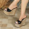 Fashion Liyke Street Style Sexy Super High Heels Wedge Slippers Women Fashion Sequined Thick Bottom Platform Sandals Shoes Zapatos Mujer