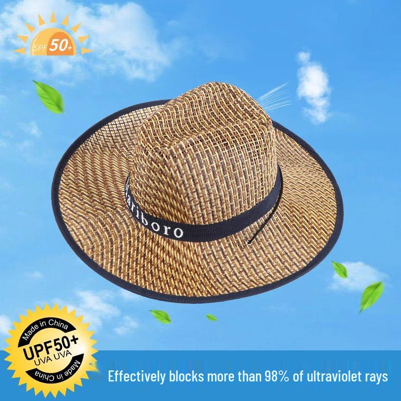 

Мужская летняя соломенная шляпа с широкими полями для активного отдыха, для езды на велосипеде, рыбалки, пляжа, строительства и сельского хозяйства