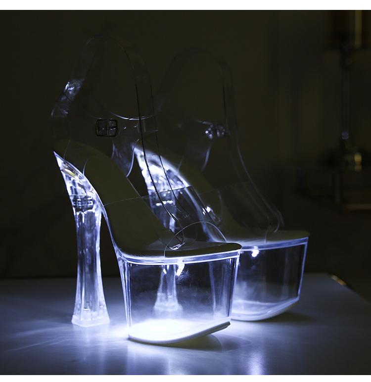 Nové Tlusté Vysoké Podpatky Boty do Nočního Klubu Svítící Boty Dámské Boty Módní Molo Pole Dance Boty Křišťálová Podrážka Sandály LFD-10367-Q1