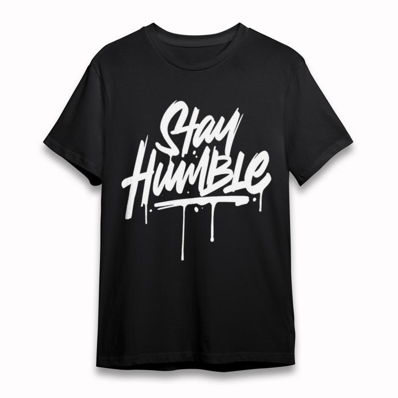 

Women s Plus Size Round Neck Classic T-Shirt Stay Humble Graffiti Drip Art Tee L