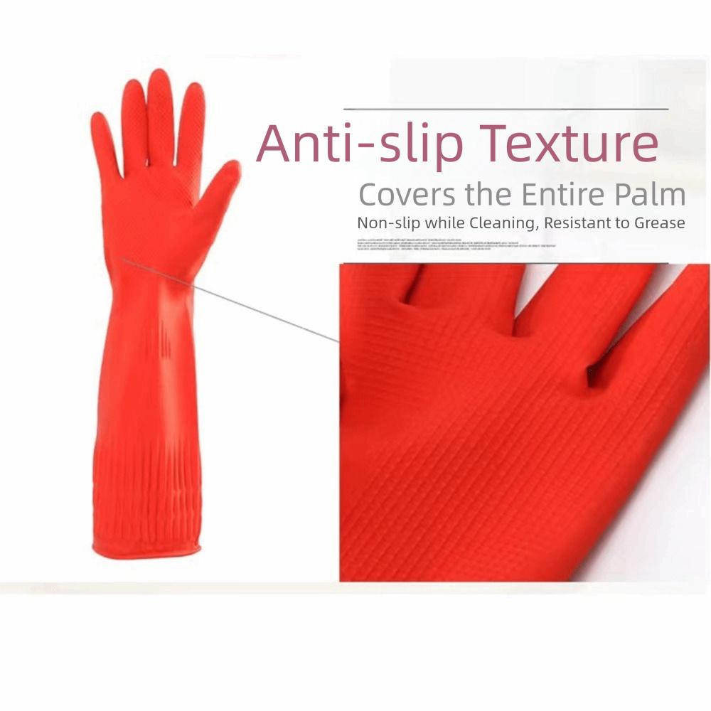 Extra Long Cuffs Rubber Cleaning Gloves 30/38/45cm Oil Resistant Mitts  Car Washing