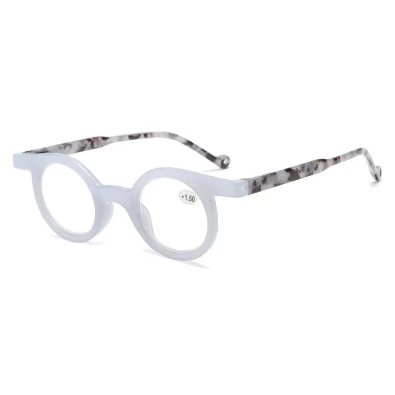 1.0~4.0 Round Frame Reading Glasses Men Women Fashion High-End Presbyopia Glasses Anti Blue Light Leisure Reading Eye Mirror