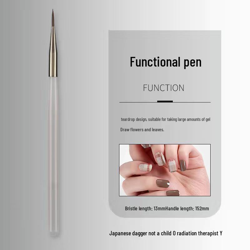 Japanese Dual-Ended Nail Art Brush for Line, Building, Painting, and Flower Designs - Perfect Nail Salon Tool