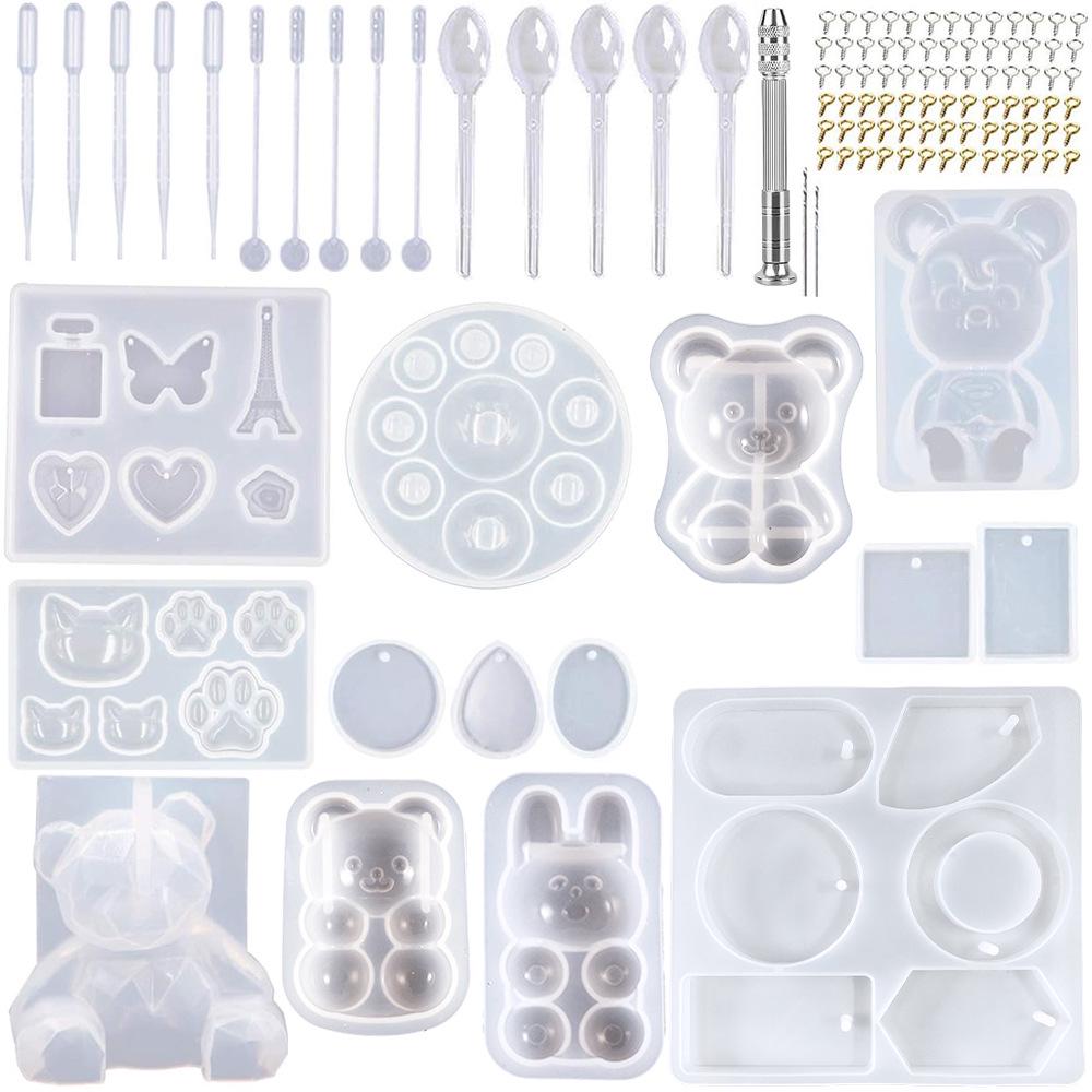

132-Piece Epoxy Bear Tag Ornament Silicone Mold DIY Tool Set