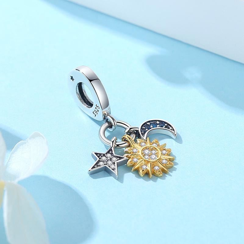 925 Silver Charm Love Star Moon Sun Spaceman Pendant Beads Charms Fit Original Bracelets Necklaces Jewelry For Women