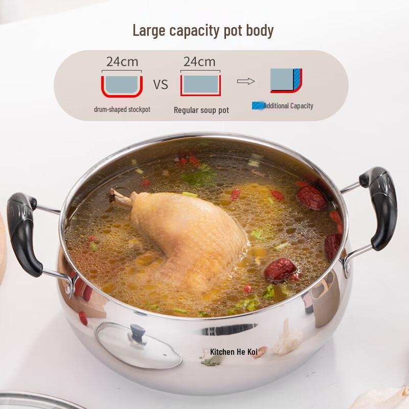 Lechu Heli Pearl Collection 24cm 201 Stainless Steel Soup Pot