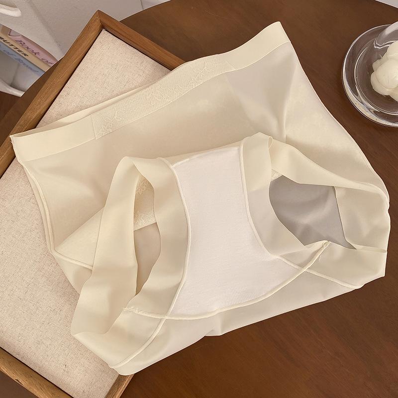 Ladies Summer Light Luxury Light Belly Lift Hip Lace Splicing High Waist No Scar Ice Silk 10A Antibacterial Crotch Triangle Briefs
