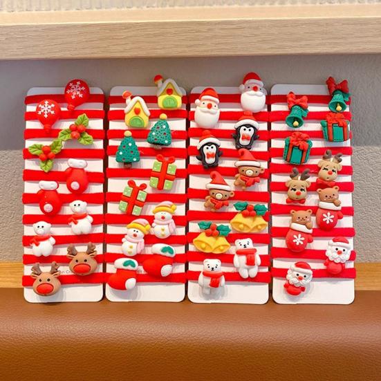 10Pcs Girls Hair Pins Snowman Snowflake Santa Claus Christmas Themed Hair Rings Ponytails Buns