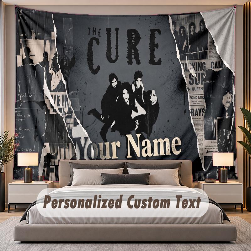 Custom Name Text Tapestry The Cure Personalized Polyester Wall Tapestry For Bedroom And Room