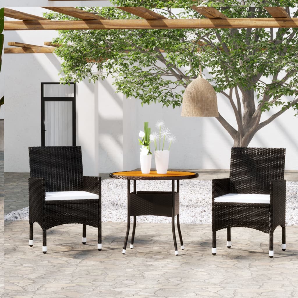 Vidaxl 3-Piece Garden Furniture Set, Poly Rattan, Black