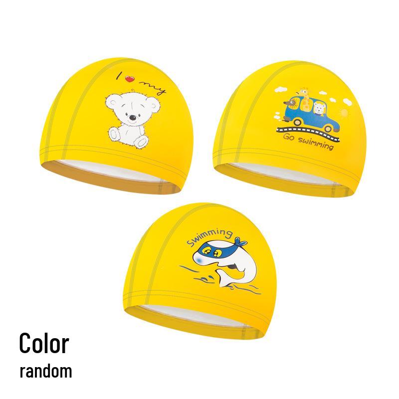 Children's PU Swim Cap: Non-Tightening, Ear-Protecting, Cute Cartoon Design for Boys and Girls.