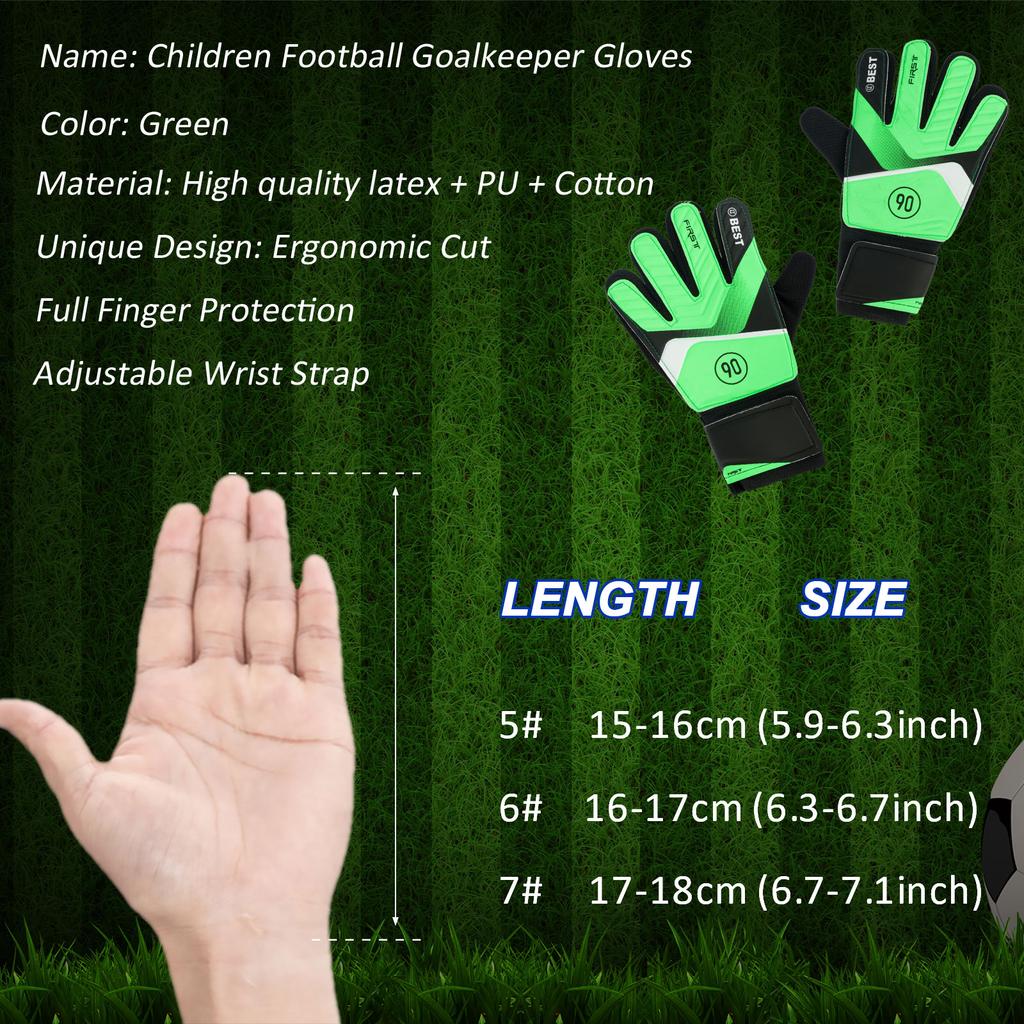 Kids Soccer Goalie Gloves 5/6/7Size Latex Children Football Goalkeeper Gloves Anti-Slip Goalkeeper Soccer Goalie Football Gloves