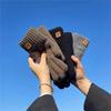 Full Finger Gloves Double Layer Mittens Knitted Gloves Leather Label Gloves For Cold Weather Activities Touchscreen Compatible