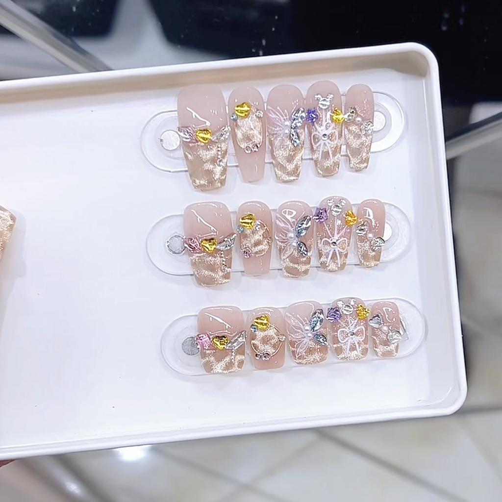 Hand-woven Armor Colored Diamond Sparkling Cute Butterfly Paradise Cat Eye Butterfly Pure Nail Art Sticker
