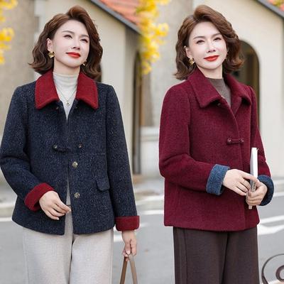 Light Mother Spring and Autumn Short Woolen Coat Noble Jacket In the Elderly Imitation Mink Velvet Clothes