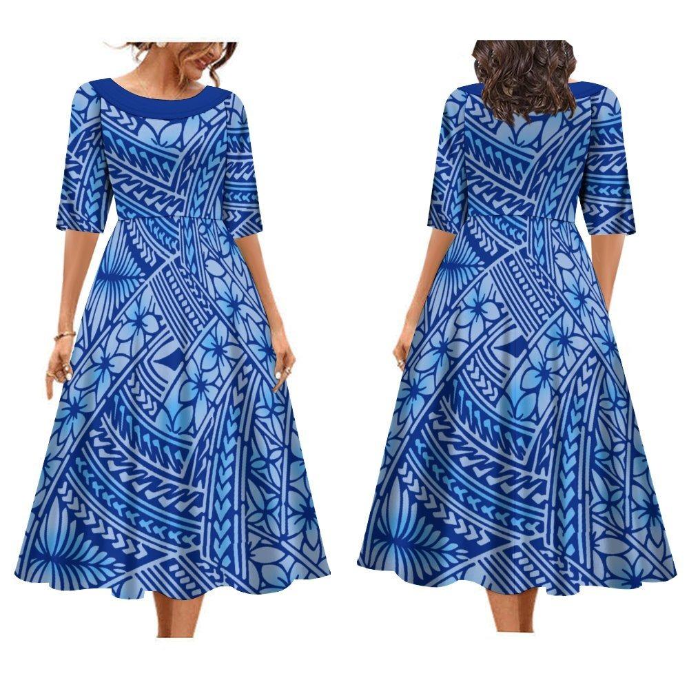 2025 Women's Dress Summer Short Sleeve High Quality Dress Soft Fabric Art Maxi Summer Polynesian Custom Maxi Dress