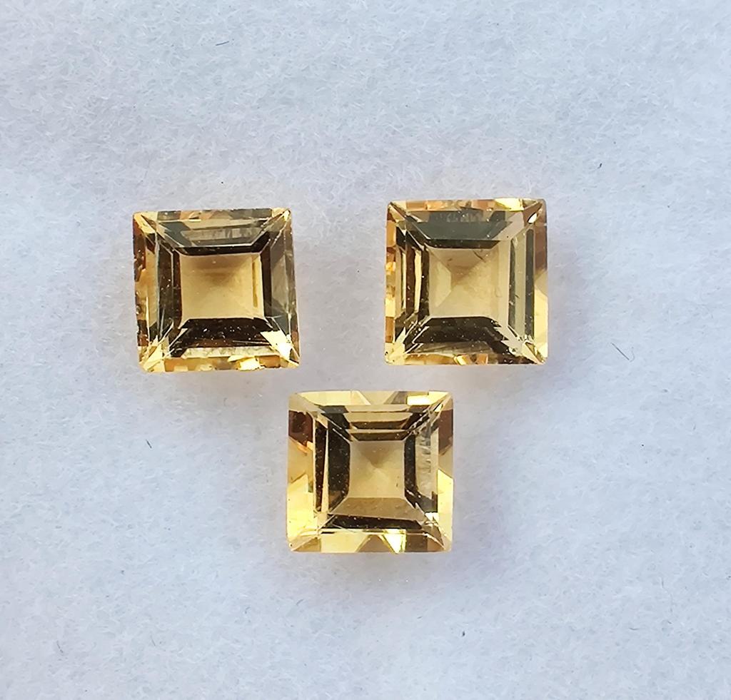 Lot de pietre prețioase libere de citrin natural tăiate pătrat, mărime 5 mm, pentru confecționarea bijuteriilor, lot de 2,50 carate.