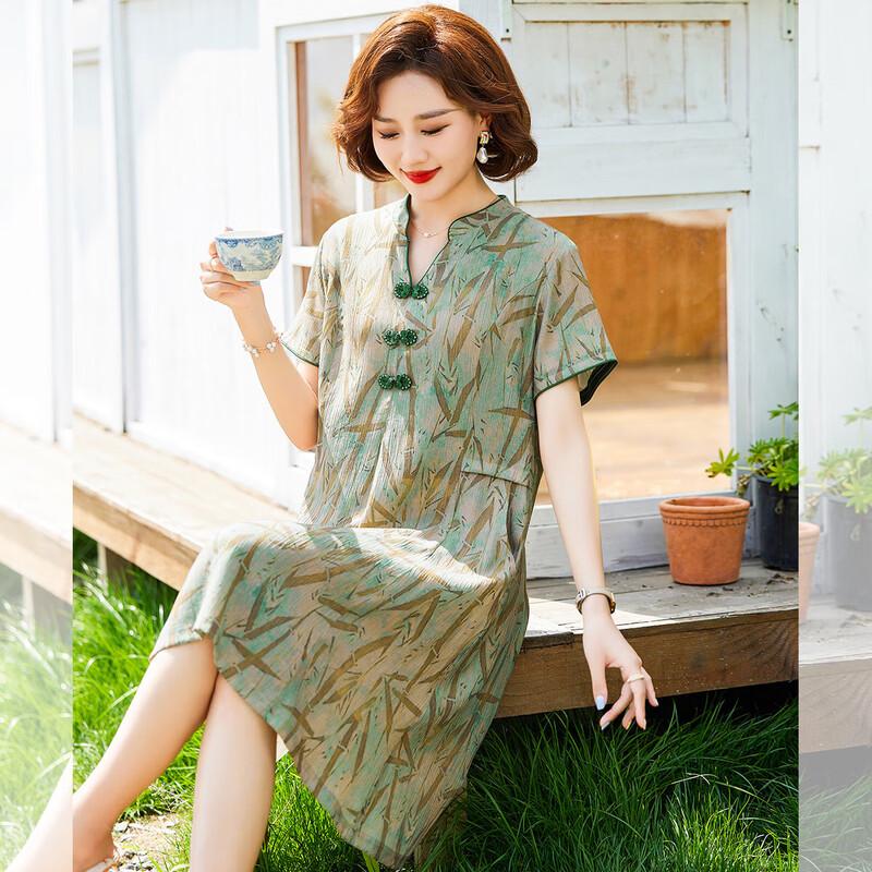 Women s V-Neck Printed Mid-Length Summer Dress XL