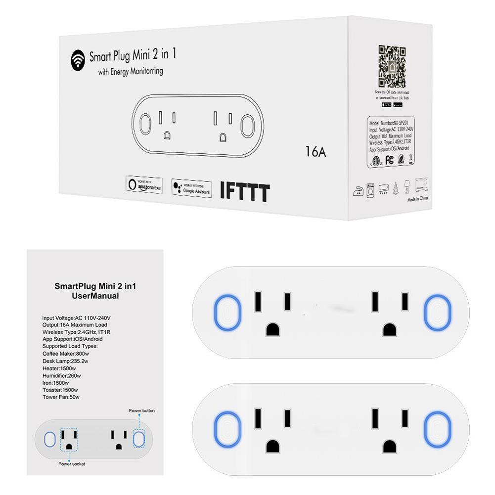 Wi-Fi Mini Outlets Smart Sockets 16A Timing Switch with Energy Monitoring American Standard