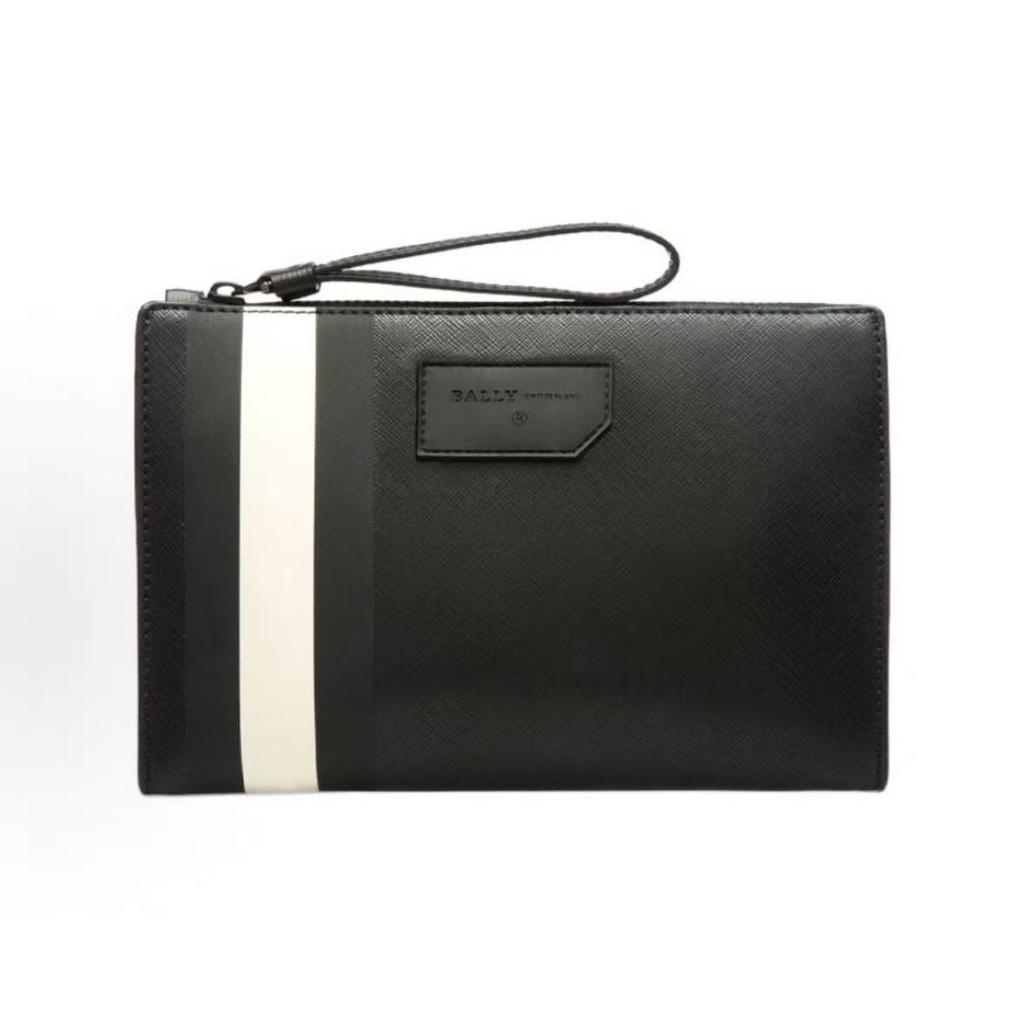 Bally Skid Classic Black And White Striped Retro Zipper Business Casual Commuter Canvas Wallet Clutch Men Wallets 6224070