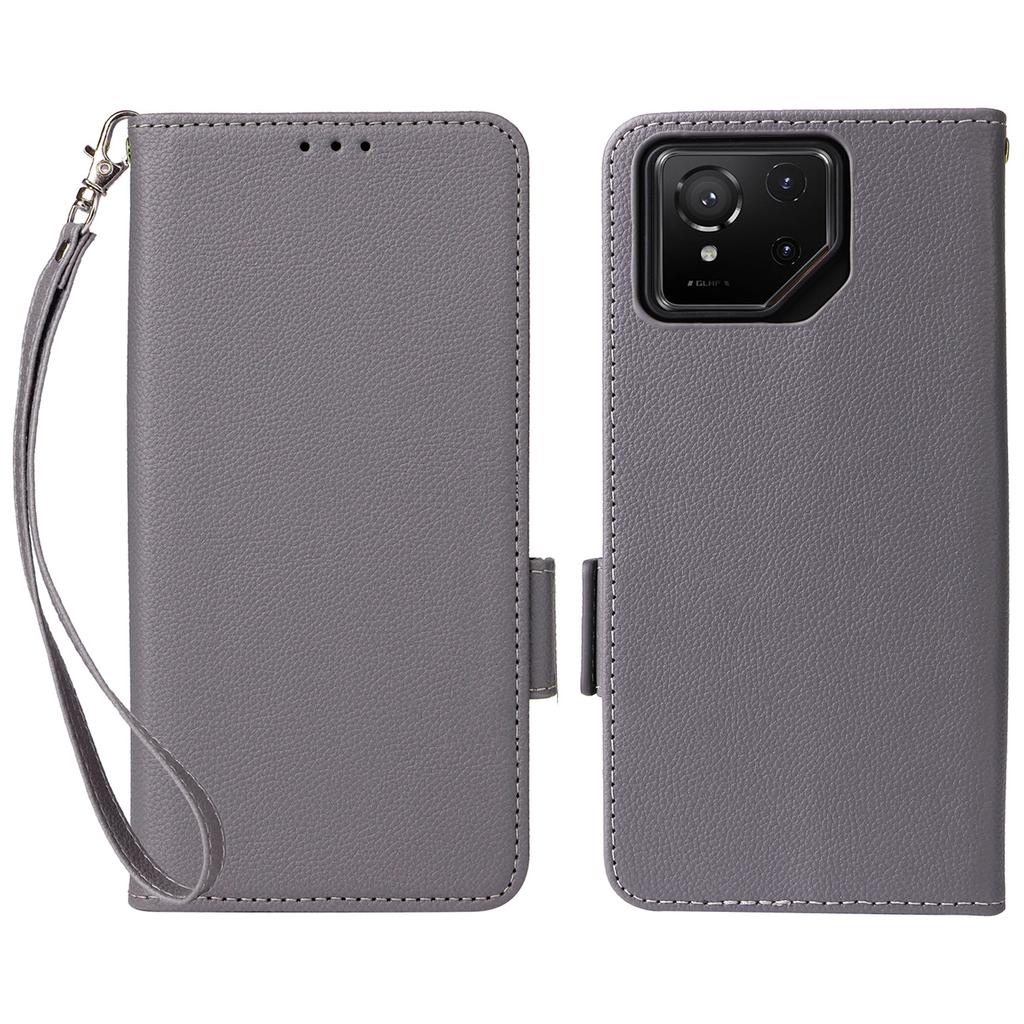 For Asus ROG Phone 9 5G/Phone 9 Pro 5G Case with Wrist Strap Litchi Texture PU Leather Wallet Phone Cover