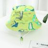 Kids Dinosaur Print Sun Protection Bucket Hat Adjustable Chin Strap Lightweight Breathable Outdoor Summer Hat for Toddlers Boys Girls