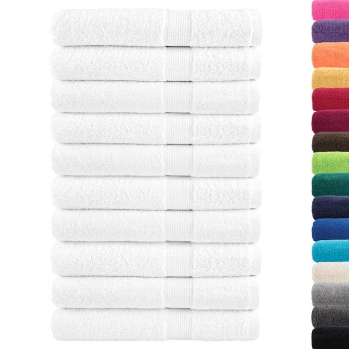VidaXL Serviettes de Qualité Supérieure 10 pcs, Serviettes de Douche, Draps de Bain, Serviettes d'Invité de Toilette, Blanc 137142