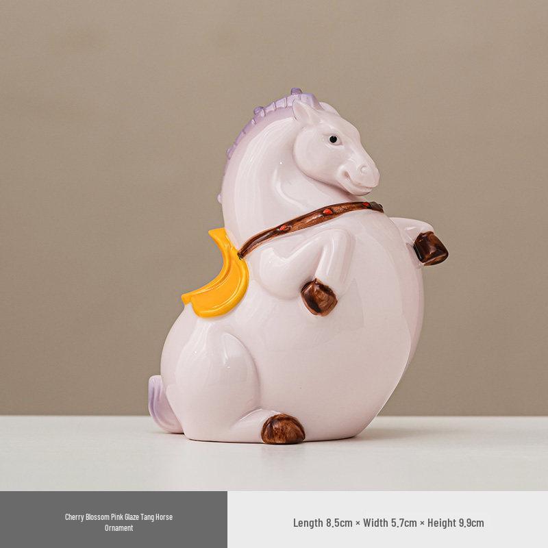 Cherry Blossom Pink Tang Horse Ornament