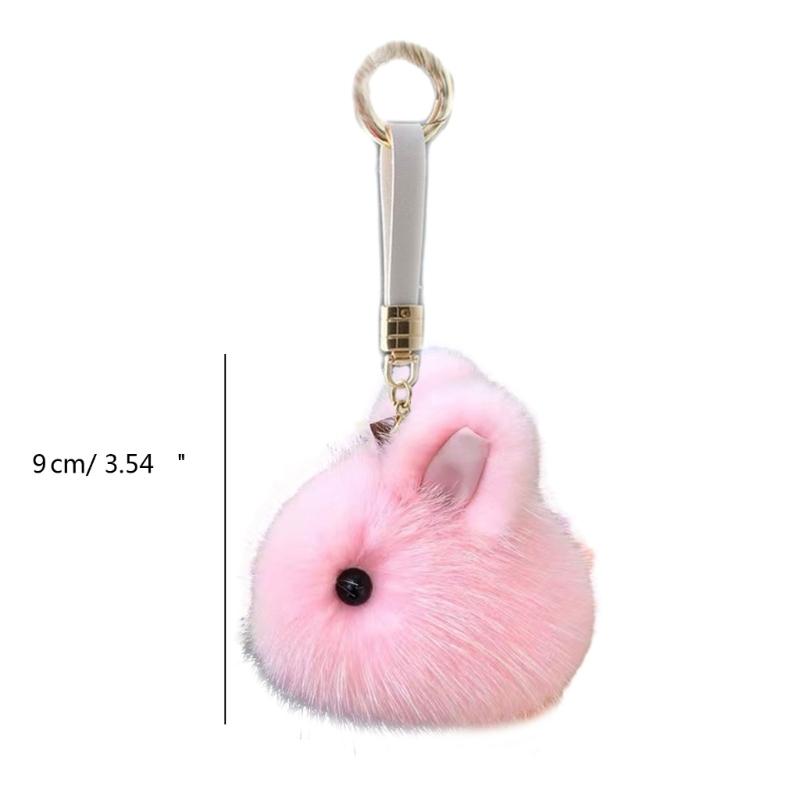 Mini Cute Rabbit Hairball Keychain Pendant Lovely Hanging Decorations Keyring Charm for Purse Bag Backpack Handbag