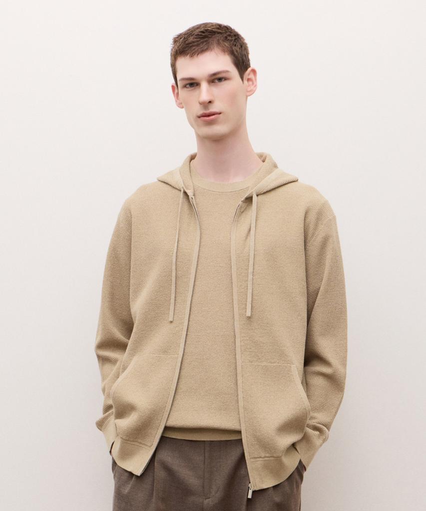 Jilseutyueoteunyuyogmaen Cotton Lean Knit Zip-Up Hoodie Cardigan - Beige (Jnsw6B505I2)