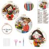 1 Set Cartoon Girl Bouquet Hand Embroidery Material Kit, Cross Stitch Beginner Easy Kit with Illustrated Instructions and Tools