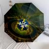 1 PC Automatic Folding Umbrella - Brazil National Football Team Pattern, Portable & Foldable Design with 8 Ribs, Christmas Birthday Gifts