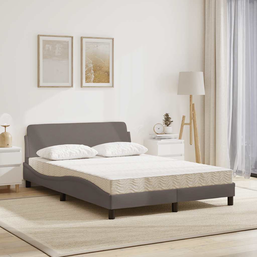 Vidaxl Łóżko Z Materacem, Taupe, 140X200 Cm, Obite Tkaniną