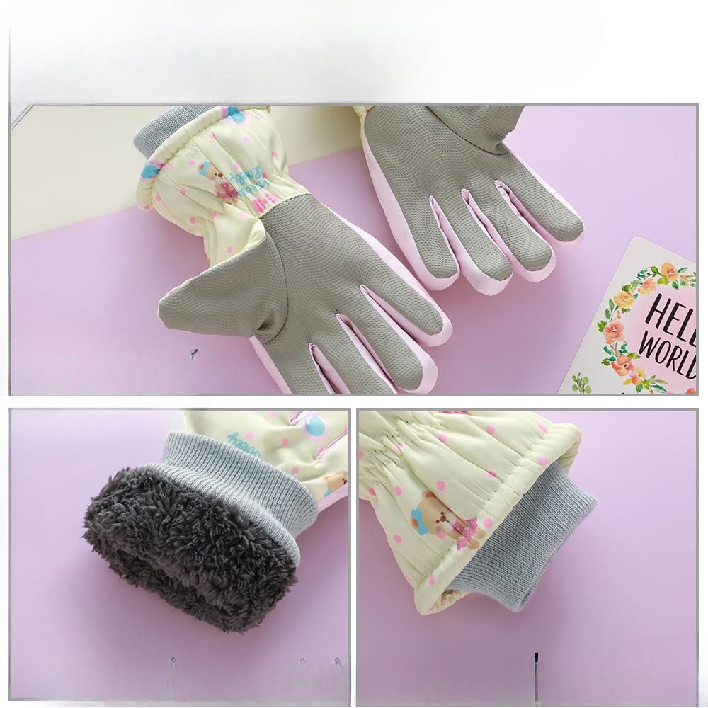 Children's Ski Gloves for Winter Boys Cycling Girls Outdoor Plus Velvet Thickened Water Splashing Windproof Cold Resistant Gloves