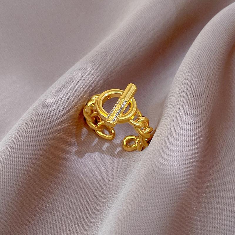 

Real Gold Couple Ring, Women S Tide Fashion Plain Ring, Adjustable Opening Ring, Frigid Wind Ot Ring Adjustable opening