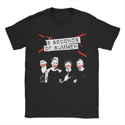 5 Seconds of Summer 5SOS T Shirts Men Cotton Humorous TShirt Round Collar  Tees Short Sleeve Clothes Plus Size