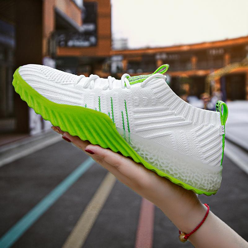 Women Shoes New Large Size Mesh Fashion Casual Sports Bottom Sneakers Running Punk Shoes Couple Loafers Woven with Elastic Mesh