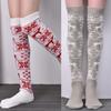 Modische Damen Kniestrumpf Weihnachtsstrümpfe mit Rentier Schneeflocken Muster Festival Gestrickte Über das Knie Lange Socken