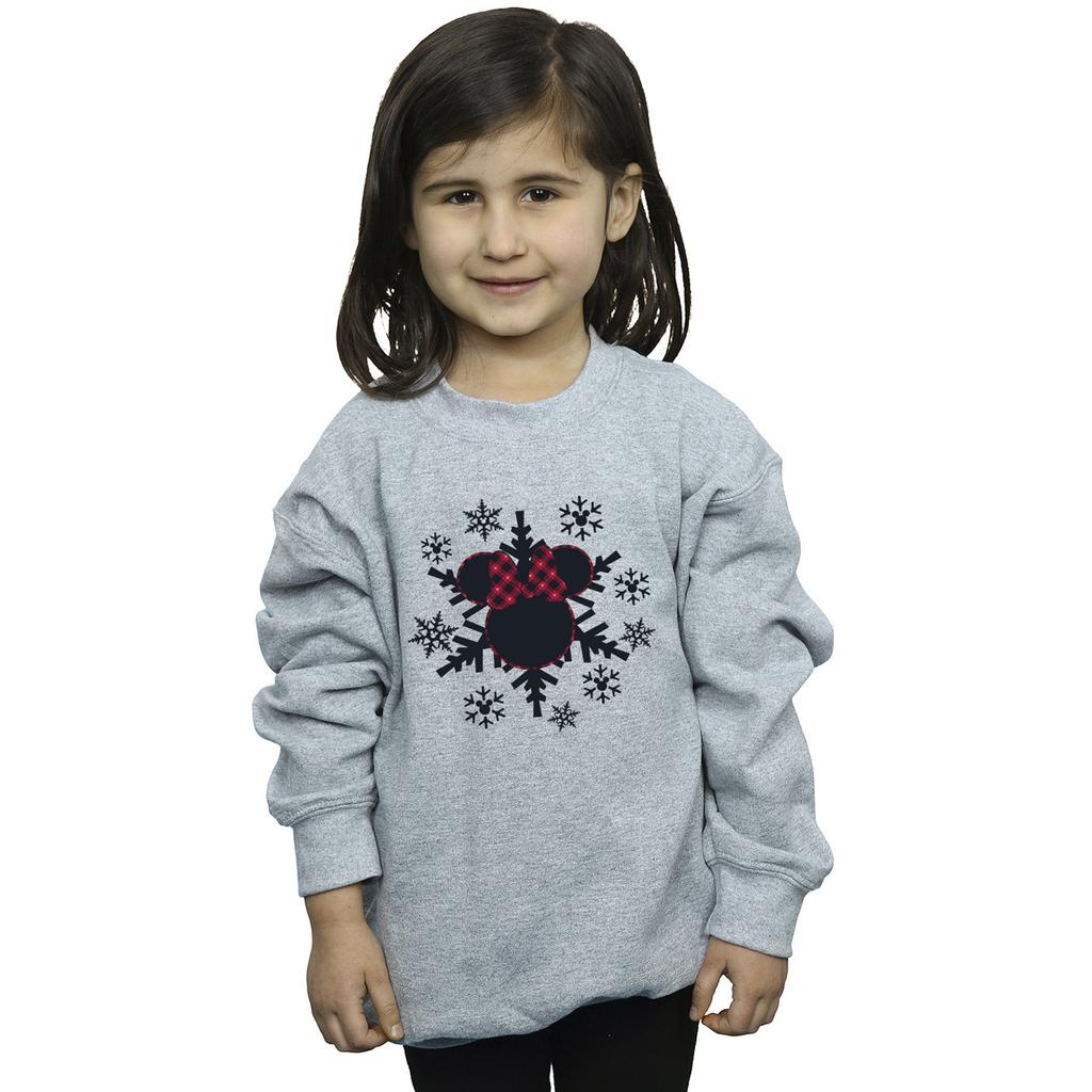 Disney Girls Minnie Mouse Snowflake Gingham Sweatshirt