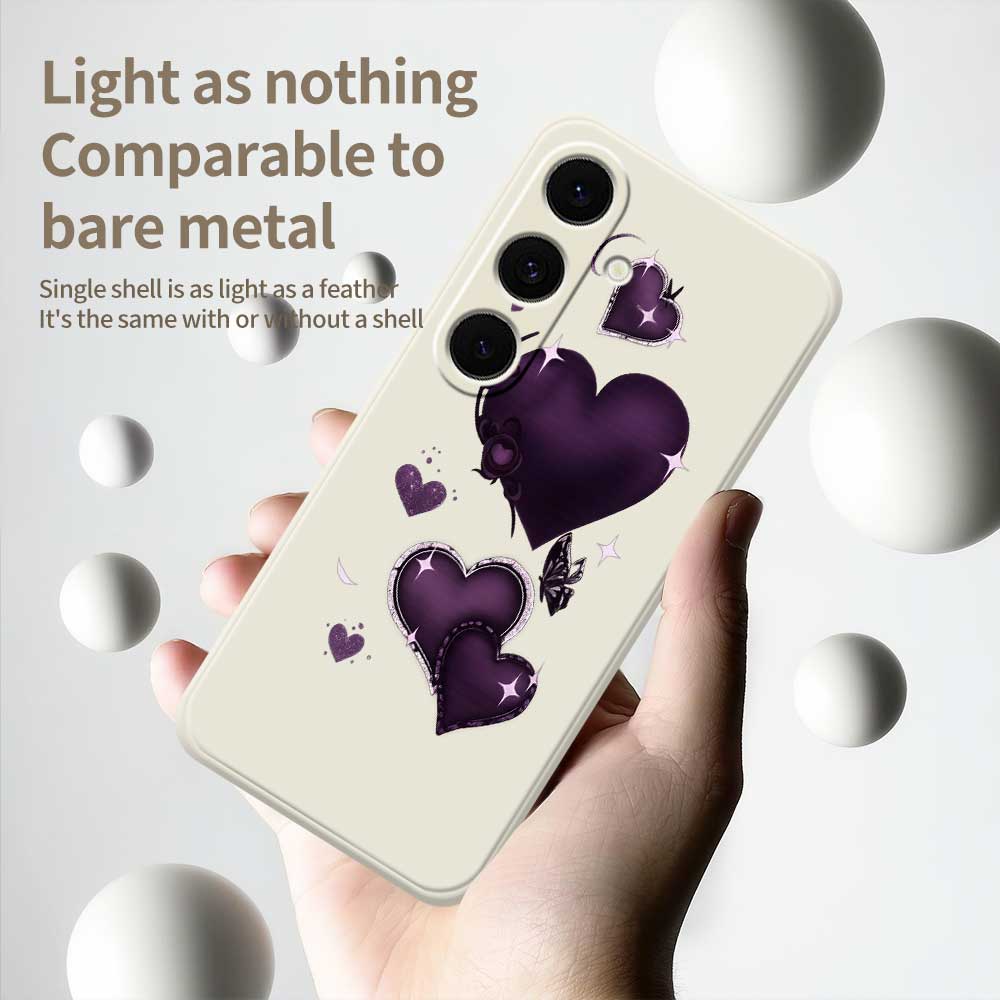 For Samsung Galaxy S25 FE Case Purple Love Pattern Printing Straight Edge TPU Phone Back Cover