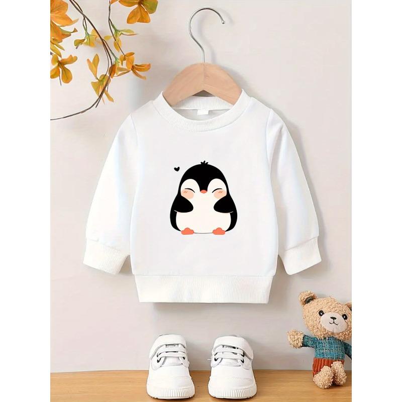 Cute Cartoon Print Pattern, Durable, Wrinkle Resistant, Comfortable and Versatile Round Neck Hoodie for Baby Girls Aged
