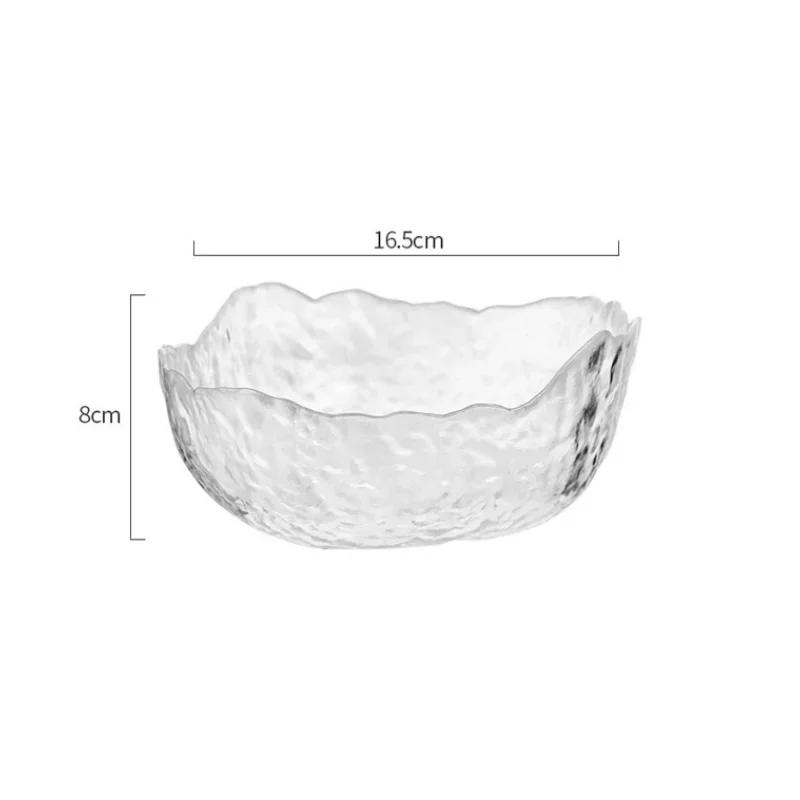 1PCS Glass Salad Bowl Irregular Gold Inlay Edge Fruit Rice Serving Bowls Food Storage Container Dessert Snack Mixing Bowl