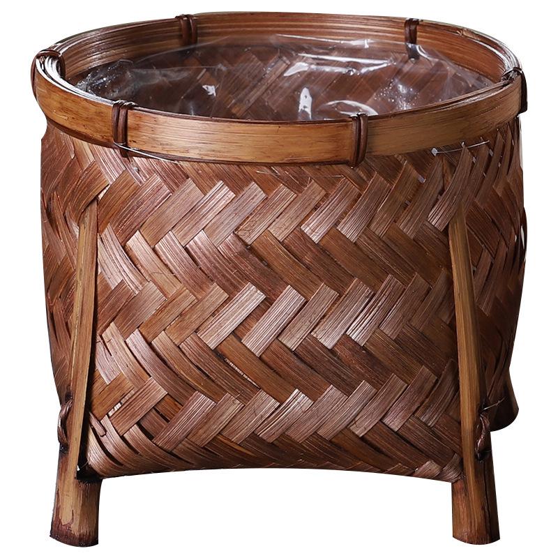 Bamboo Weaving Decorative Flower Pot Cover and Arrangement Basket - Retro Desktop Vase & Handmade Pothos Storage Basket